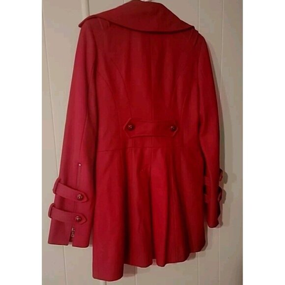 Vintage Guess Los Angeles Red Button Up Wool Blend Peacoat Size M - Picture 4 of 9